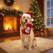 Pettimania Weihnachtssocke Schneemann 14,5x10 cm Hundespielzeug Pl&uuml;sch weich