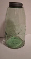 Antique Green Ball Mason Fruit Jar, Canning, Bubbles Patent 1858