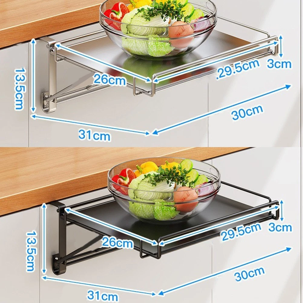 Easy to Use Foldable Kitchen Organizer Rack Stainless Steel with Hooks