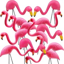GiftExpress 12 Pack Pink Flamingos Yard Decorations - 14 Inches Tall,