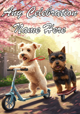 nai350 Terrier Skateboard Fahrrad Geburtstagskarte Vater Mutter jeder Anlass