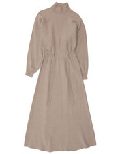 Zara Womens Maxi Long Sleeve Maxi Dress UK 12 Medium Grey Viscose BY12