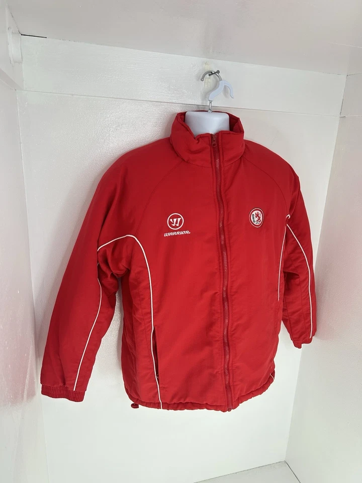 Chaqueta de Hockey Warrior Düsseldorfer EG DEG Talla Mediana Roja Forrada de Vellón Alemania Foto 3 de 4
