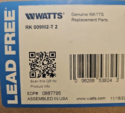 #ad 0887795 RK009M2 T 2” Total Repair Kit for Watts 009 LF009 $254.95