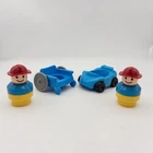 Vintage Fisher Price Little People Blue 1995 Wheelchair + Car And 2 Figures Lot