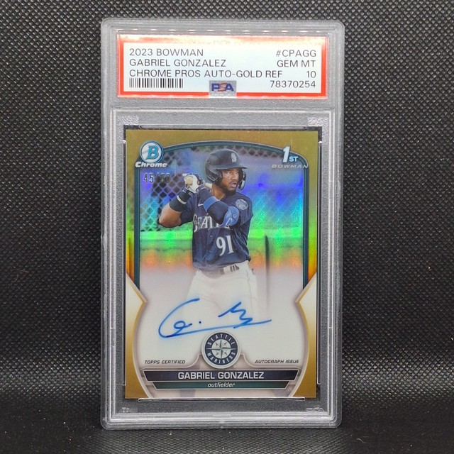 2023 Bowman Chrome Gabriel Gonzalez True Gold Refractor Auto #/50 PSA 10 Twins