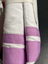 Pottery Barn Kids Crib Bed Skirt White Purple Stripe Harper 16  Drop MSRP 59