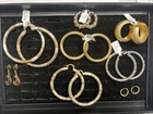 Vintage Costume Fashion Jewelry Gold Silver tone 1980’s Big Hoop Earrings Lot