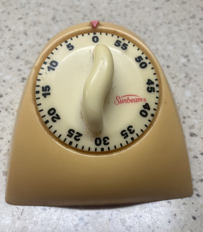 Vintage 1950's Sunbeam Mechanical Kitchen Timer Harvest Gold 60 Minutes - WORKS