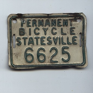 Vintage Statesville (N.C.) BICYCLE TAG License Plate