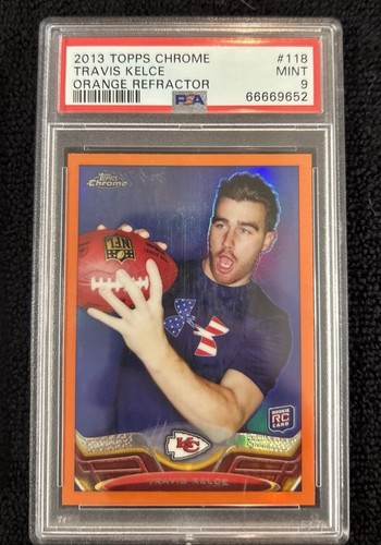 2013 Topps Chrome Orange Refractor TRAVIS KELCE Rookie RC Card #118 PSA 9