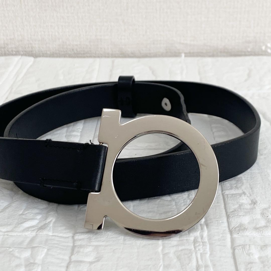 Salvatore Ferragamo Gancini Leather Belt with Large Buckle Authentic Luxury From Japan RIN