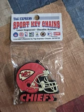 Vintage NFL Kansas City Chiefs Football Tag Express Sports Keychain New