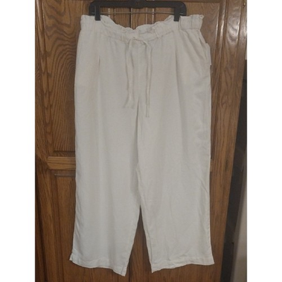 #ad Wide Leg Linen Rayon Pants NWT Women#x27;s Size XX Large Winter White Pockets Light $22.00