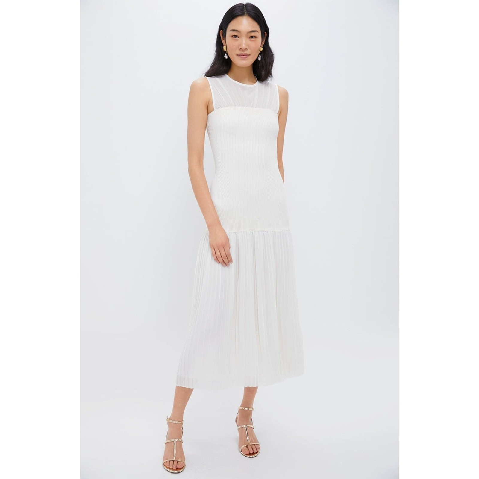 MOON RIVER Cream Pleated Maxi Dress Size M NWT Retail $114 Tuckernuck