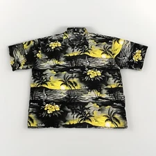 Billion Bay Aloha Hawaiian Shirt 3XL Big Tall Black Yellow Palm Trees Sailing