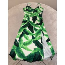 Forever 21 Dress Womens Size S Green Tropical Maxi Spaghetti Strap