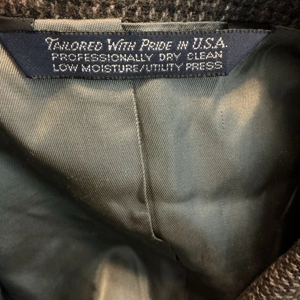 Blazer de Colección Lands End Para Hombres 46L Marrón Lana Espiga Tweed Chaqueta Dinero Antiguo EE. UU. Foto 3 de 4