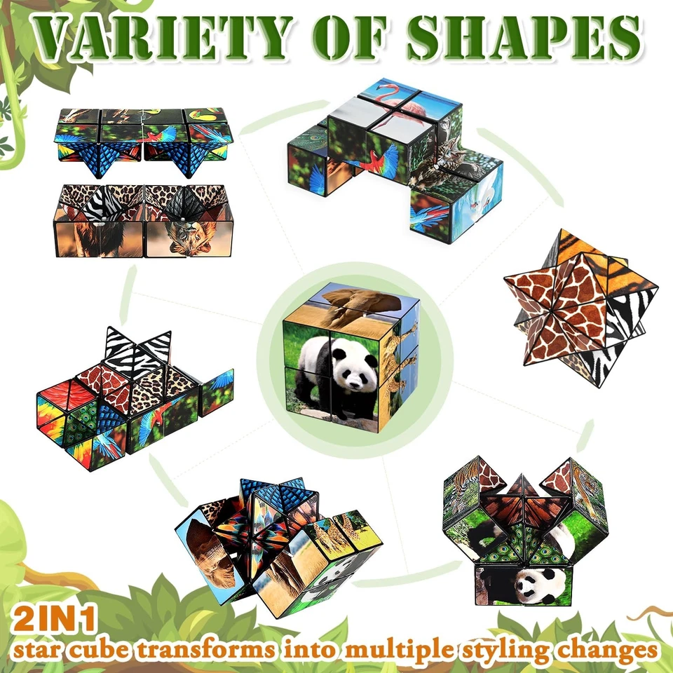 Juego de cubos mágicos 2 en 1 Star Cube juguete inquieto para niños juguetes de animales edades 8-13 Foto 2 de 4
