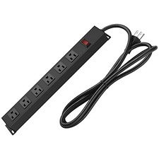 Metal Wall Mount Power Strip, Mountable Power Outlet with 6 AC 6FT 1 Pack