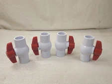 Four ~ 3/4" Inch PVC Ball Valve Inline Socket Slip x Slip, Schedule 40 