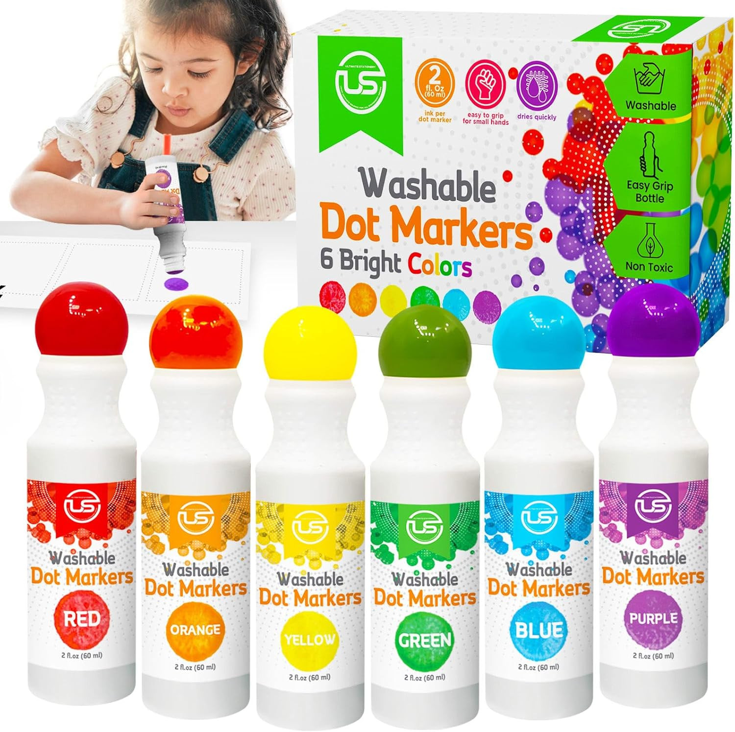 For Toddlers And Kids,6 Color Bingo Daubers, Dot Art Washabl