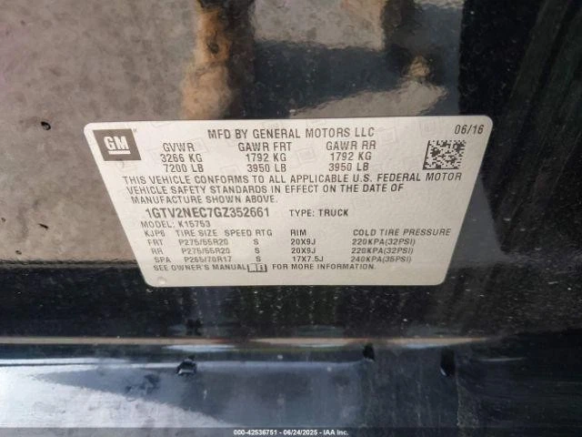 Parasol derecho usado se adapta a: camioneta GMC Sierra 1500 2016 con iluminación grado derecho Foto 3 de 4