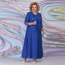 Plus Size Mother of the Bride Dress with Jacket Appliques Chiffon Party Gowns US