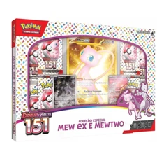Pokemon Mew Ex & Mewtwo Box Set Scarlet & Violet 151 Brazilian Game Giant Card