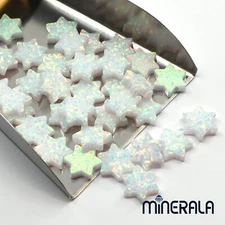 WHITE STAR OF DAVID MAGEN DAVID LAB OPAL 8mm 10mm CENTER SIDE DRILL WP027C3