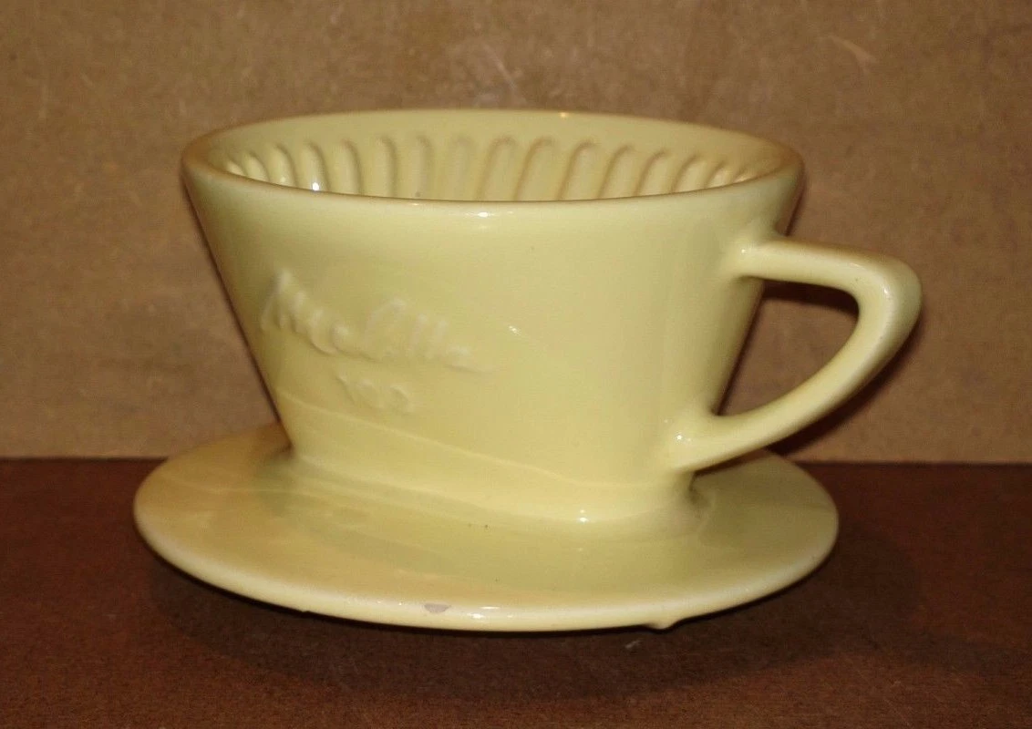 MELITTA Porcelain Filter Holder 100 Yellow 3 Hole Decor Kitchen Coffee Maker