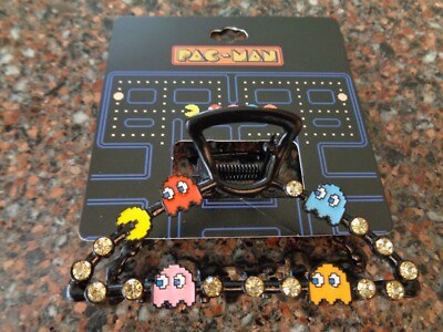 Pac-Man & Ghosts Claw Hair Clip Dot Gems Metal Accessory Bioworld Bandai New