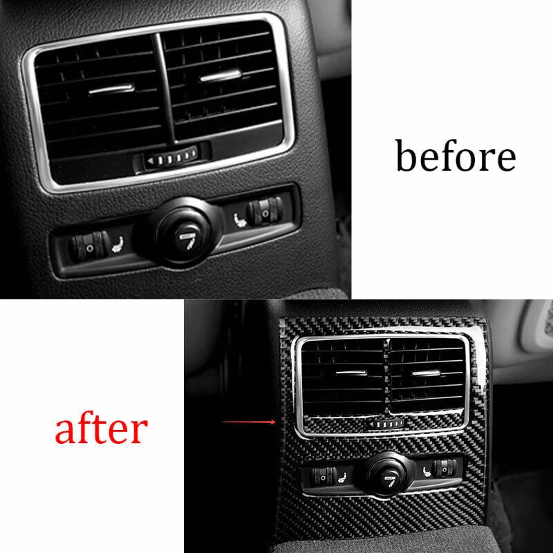 Cubierta de ventilación de salida de aire trasera de fibra de carbono de vinilo para Audi A6 2005-2011 Foto 3 de 4