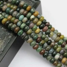 2.0mm Hole Indian Agate Smooth Rondelle Beads 5x8mm 6x10mm 8" Strand