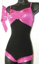 NWT ACRO FOIL SHORTY UNITARD FL CERISE GIRLS CAMISOLE DANCE JAZZ HIP HOP CHILD