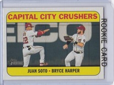 JUAN SOTO ROOKIE CARD Dual w/ BRYCE HARPER 2018 Topps Heritage Baseball NATS RC!