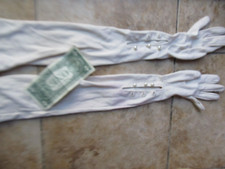 Nice Pair of Vintage Antique, Long Formal Fancy 22" Elbow Gloves, Pearl Trim