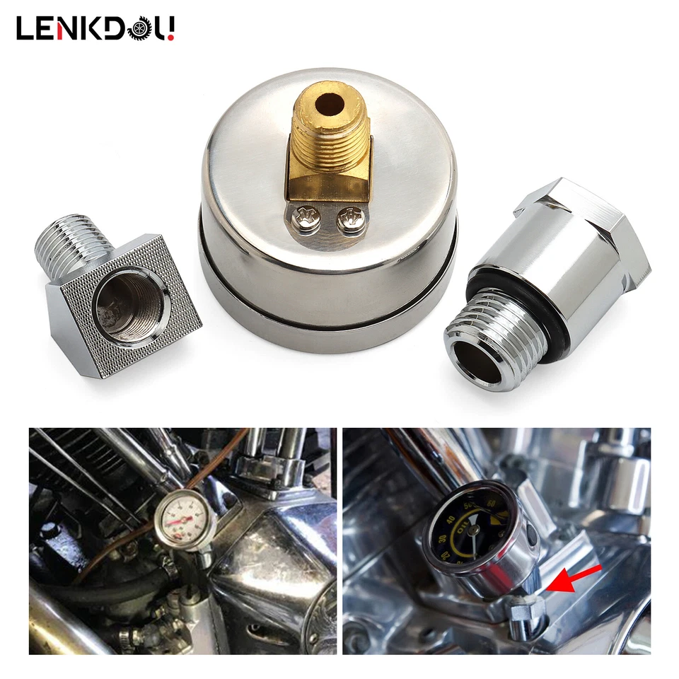 Kit de manómetro de presión de aceite para Harley 0-60 PSI Evolution cabezal de pala motor doble grande Foto 2 de 4