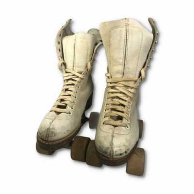 Vintage Chicago Roller Skate Shoe wooden 87SP Wheels Ladies  sz 3 5 1/2 white  