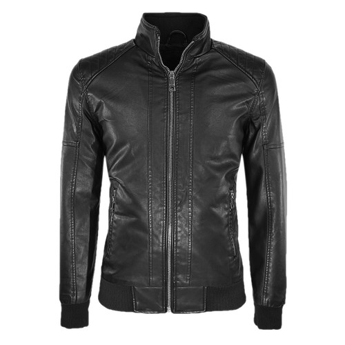 Giacca Moto Uomo Giubbotto Leggero Eco Pelle Giubbino Slim Fit Casual VEQUE - Afbeelding 12 van 40