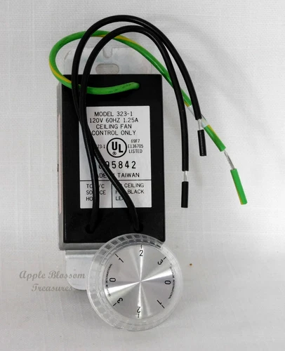 QUORUM 7-1196-0 3-SPEED ROTARY CEILING FAN WALL CONTROL~CLEAR GOLD/CLEAR SILVER - Picture 2 of 2