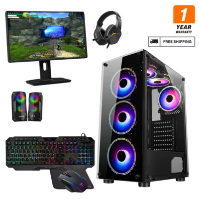 Schneller Gaming PC Bundle Core i5 16GB RAM SSD+HDD 4GB GT730 22 Zoll Windows 11 Pro