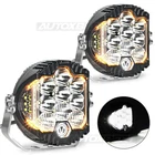 X2 5" LED Work Light Bar Amber Pods DRL Round Offroad Driving Truck ATV Fog Lamp