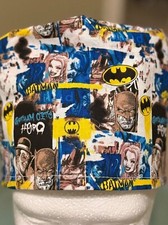 Batman double reversible Adult Skull/Chemo Surgical Scrub Hat/Cap Handmad