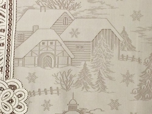 Lace Tablecloth Table Topper Enchanted Winter Ivory 36" x 36" Diningroom Den - Picture 8 of 8