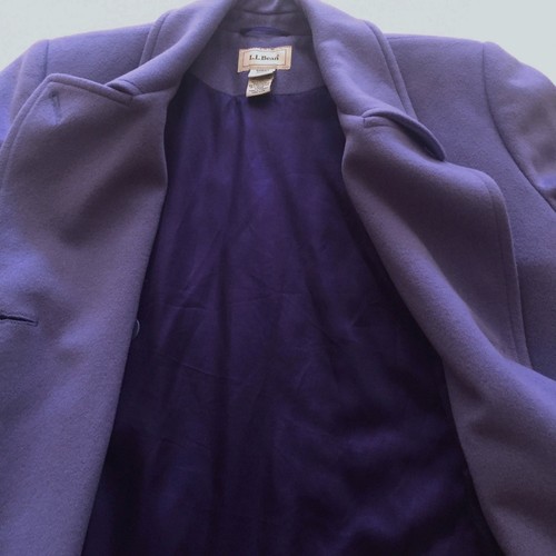 LL BEAN WOOL CASHMERE BLEND WOMENS LAVENDER PURPLE CLASSIC PEA COAT SZ.8 PETIT - Picture 6 of 7