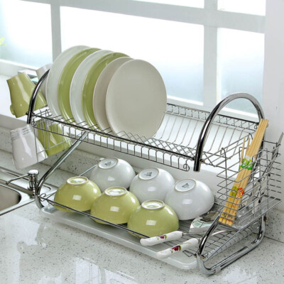 -Tier Double-layer Dish Storage Rack Large-capacity Drainer