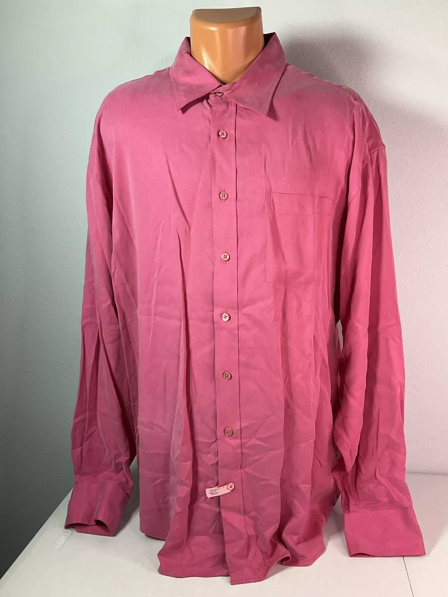 BUGATCHI UOMO Rose Pink Long Sleeve Dress Shirt. Size XXL. Excellent Condition