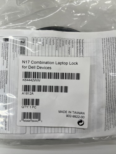 New Kensington N17 Combination Laptop Lock for Dell Devices K64442WW