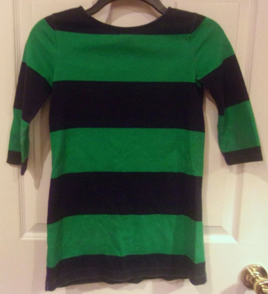 Niñas GAP Niños~VESTIDO AZUL VERDE Rayas~talla 8 MEDIANO~NUEVO~Fiesta Mangas 3/4 Foto 4 de 4